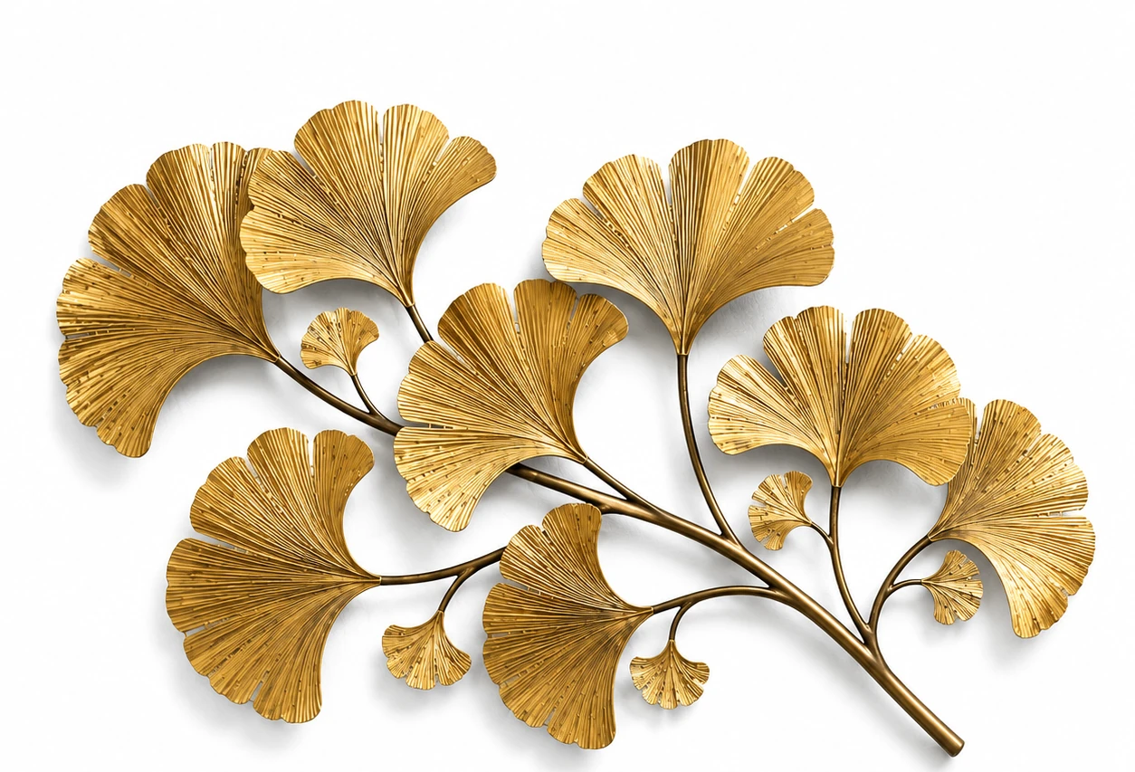 Golden Ginkgo official IndiArt handcrafted metal wall art