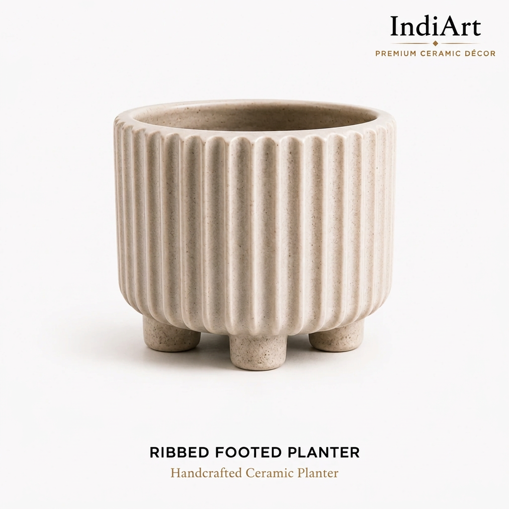 Ribbed Footed Planter ceramic planter – IndiArt UK