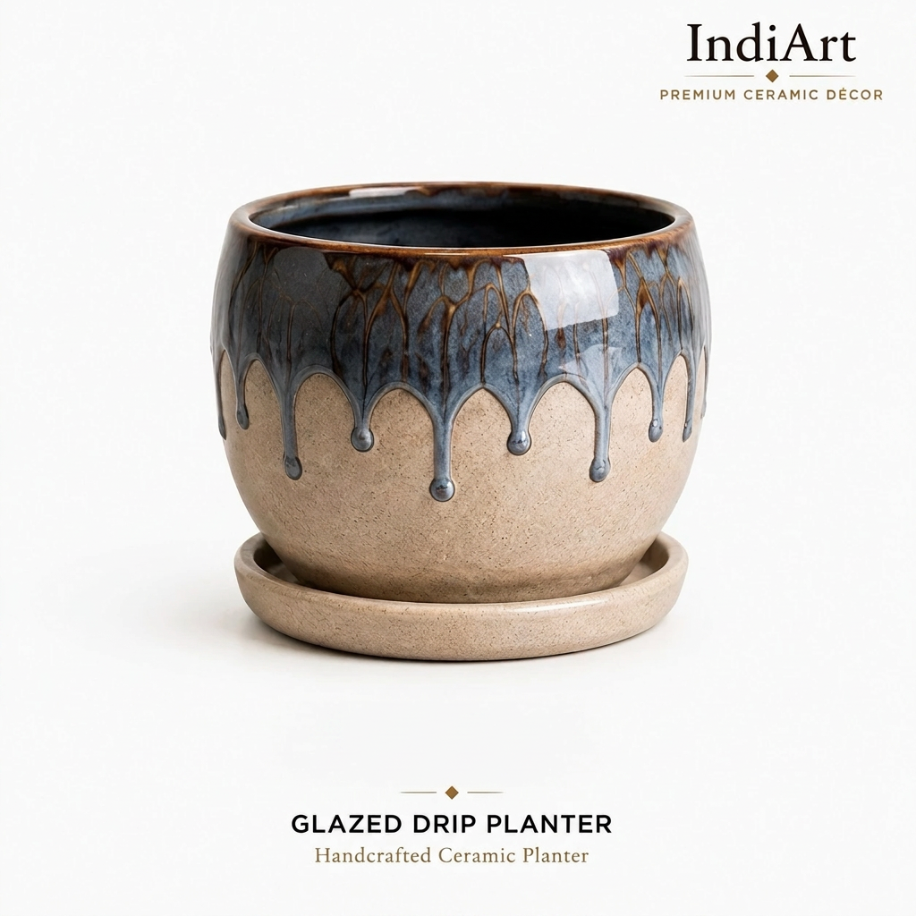 Glazed Drip Planter ceramic planter – IndiArt UK