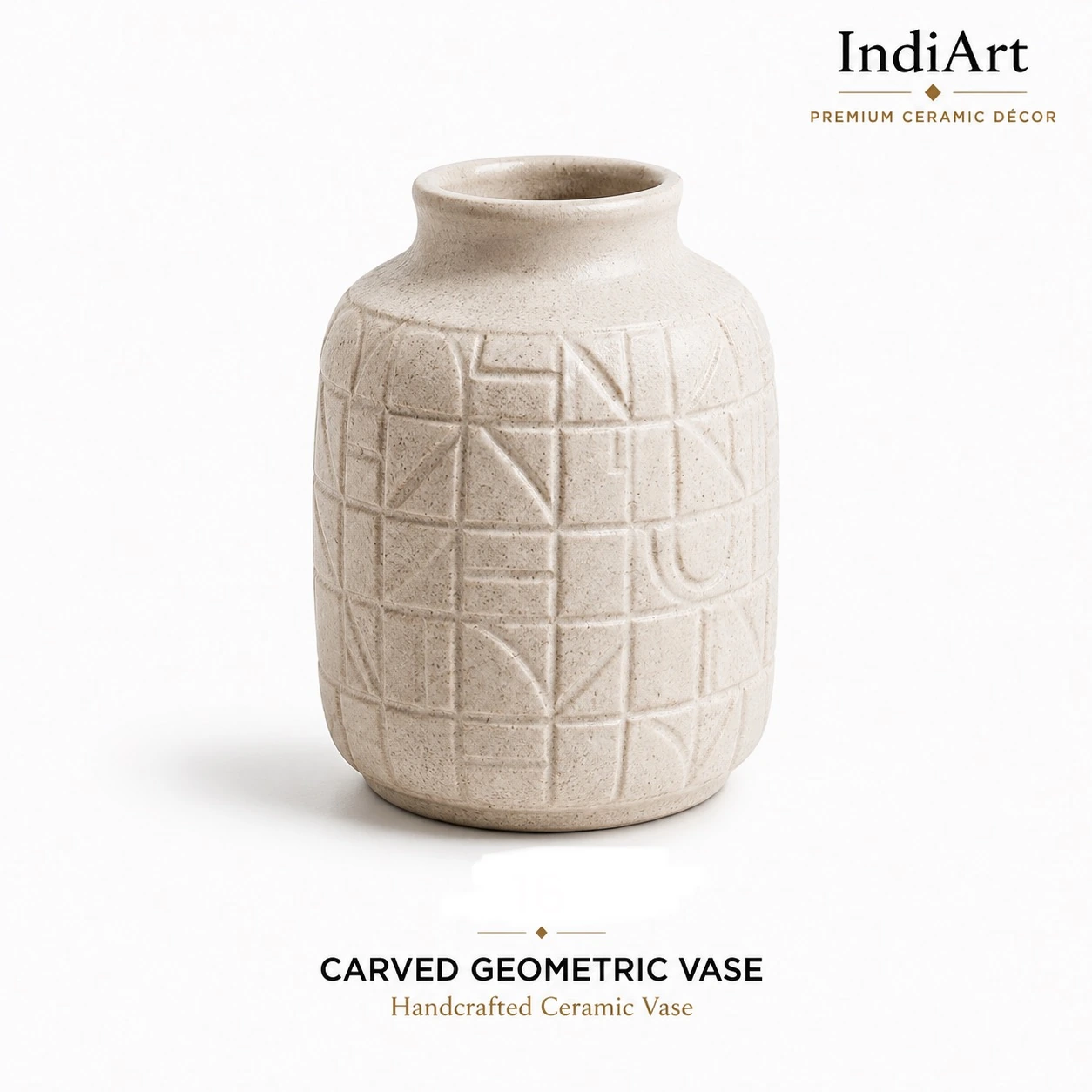 Carved Geometric Vase ceramic decorative vase – IndiArt UK